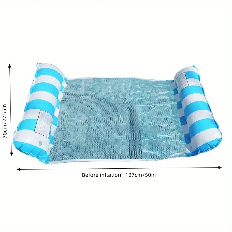 Amaca Gonfiabile da Piscina con Rete – Lettino Flottante a Strisce