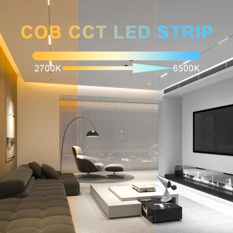 Striscia LED COB CCT 5 m, 608 LED/m, dimmabile 12‑24 V, temperatura colore…