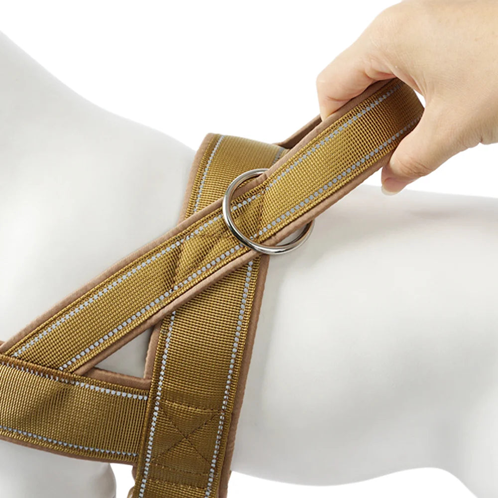 Imbrago anti-tiro in nylon 1000D per cani grandi con manico riflettente