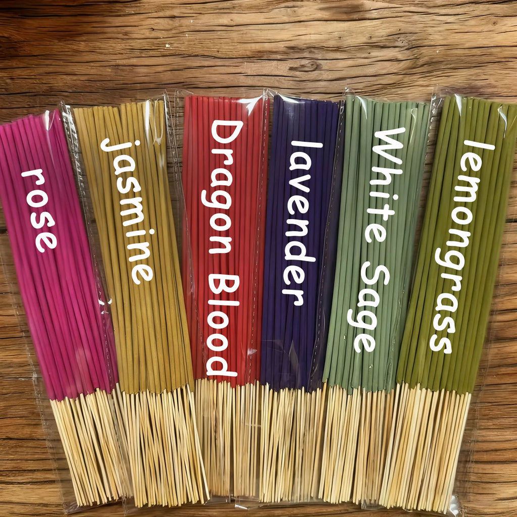 6 Sets of Approximately 126 High-Quality Incense Sticks - Including Shrubs, Lavender, Lemongrass, Dragon's Blood, Rose, Jasmine, Cherry Blossom, Suitable for Purification, Yoga Meditation, and Home Use - Perfect Gift with Lon