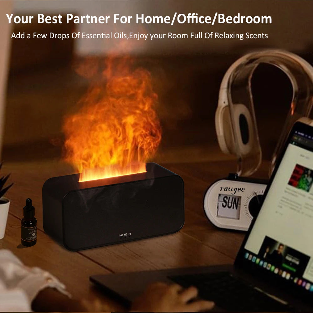 Diffusore Umidificatore Aroma a Fiamma con Luce LED e Timer – Mini 120 ml