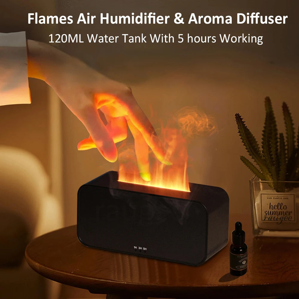 Diffusore Umidificatore Aroma a Fiamma con Luce LED e Timer – Mini 120 ml