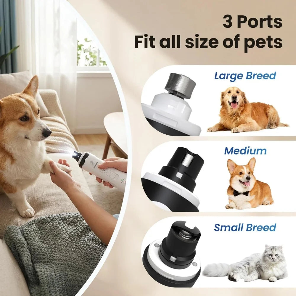 Tagliaunghie elettrico per cani e gatti con LED, basso rumore, ricaricabile USB