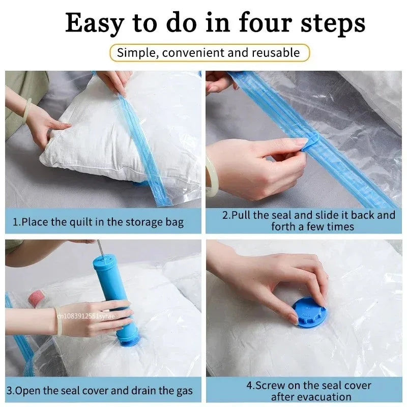 Sacchetti sottovuoto 3/5 pezzi per abiti e biancheria – compressione e spazio