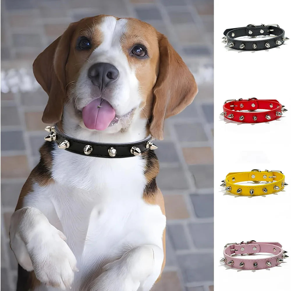 Collare con borchie in pelle PU per cani di piccola taglia – stile punk