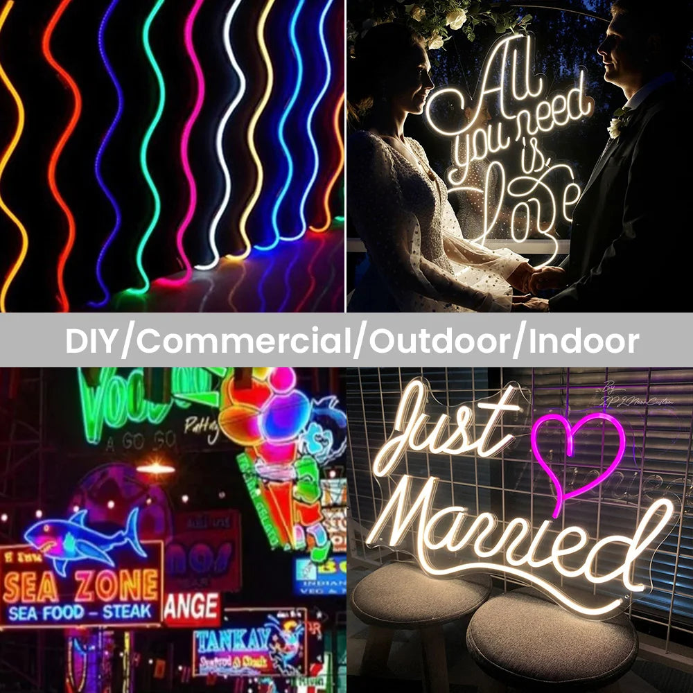 Striscia LED Neon Flexibile 12V/24V Waterproof, 9 Colori, 120 LED/m