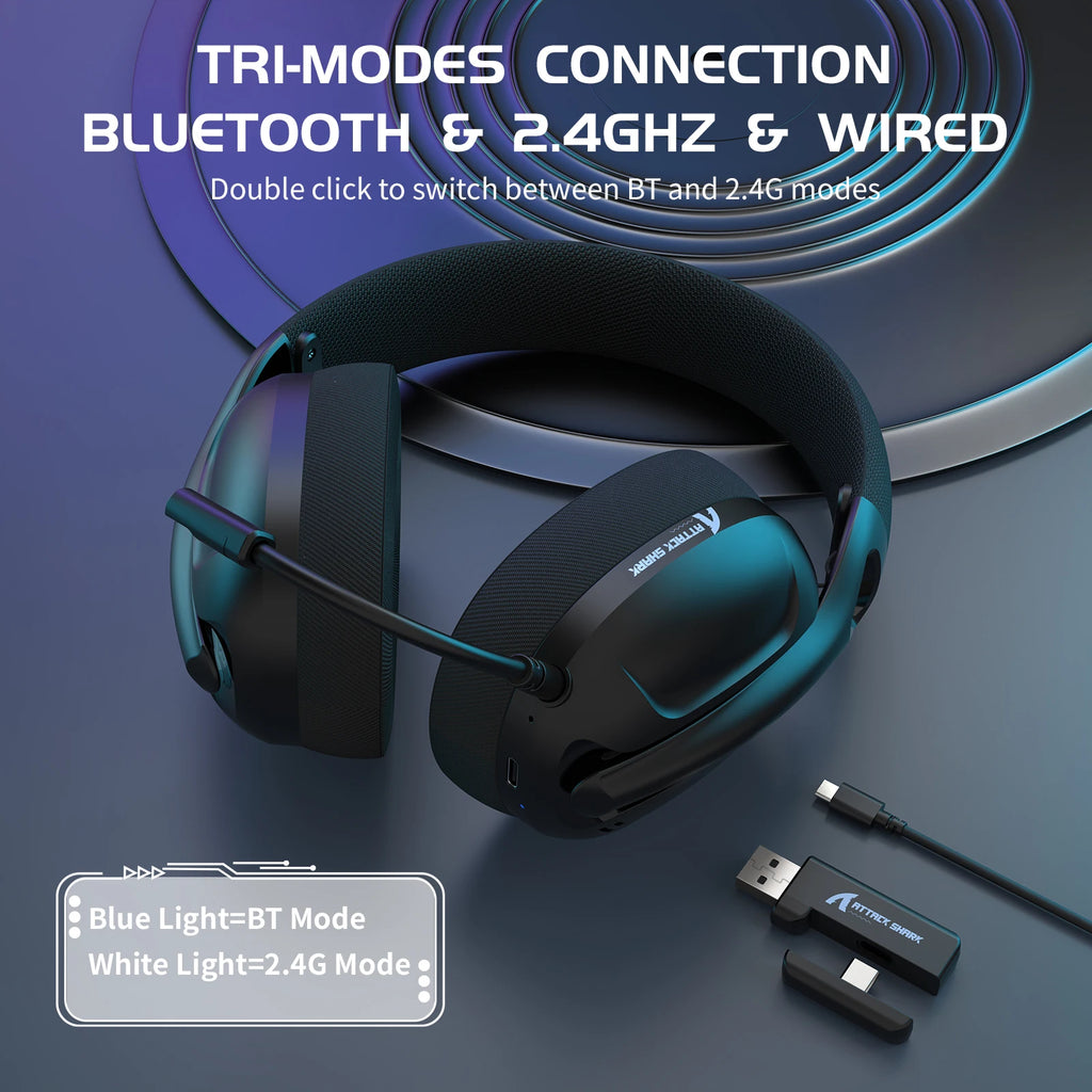 Cuffie gaming wireless L80 3 modalità, suono 5.1 Hi‑Fi, microfono rimovibile
