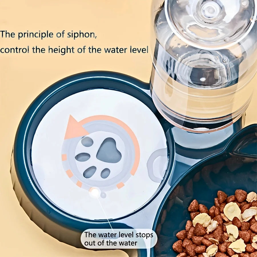 Set ciotole 3 in 1 per gatto con dispenser d'acqua a gravità e design inclinato