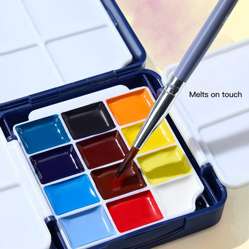 Set Acquerelli Solidi Portatile 24 Colori con Tavoletta per Schizzi Outdoor