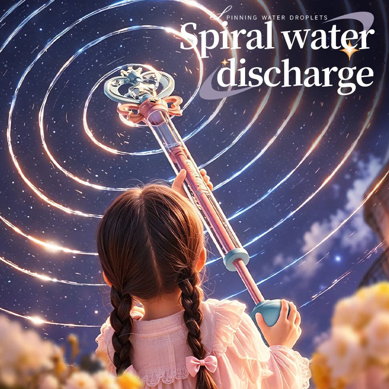 Summer Magic Fairy Wand Water Gun Shiny Glowing Outdoor Water Play Toy Children's Birthday Gift Pull-Out Water Cannon Battle