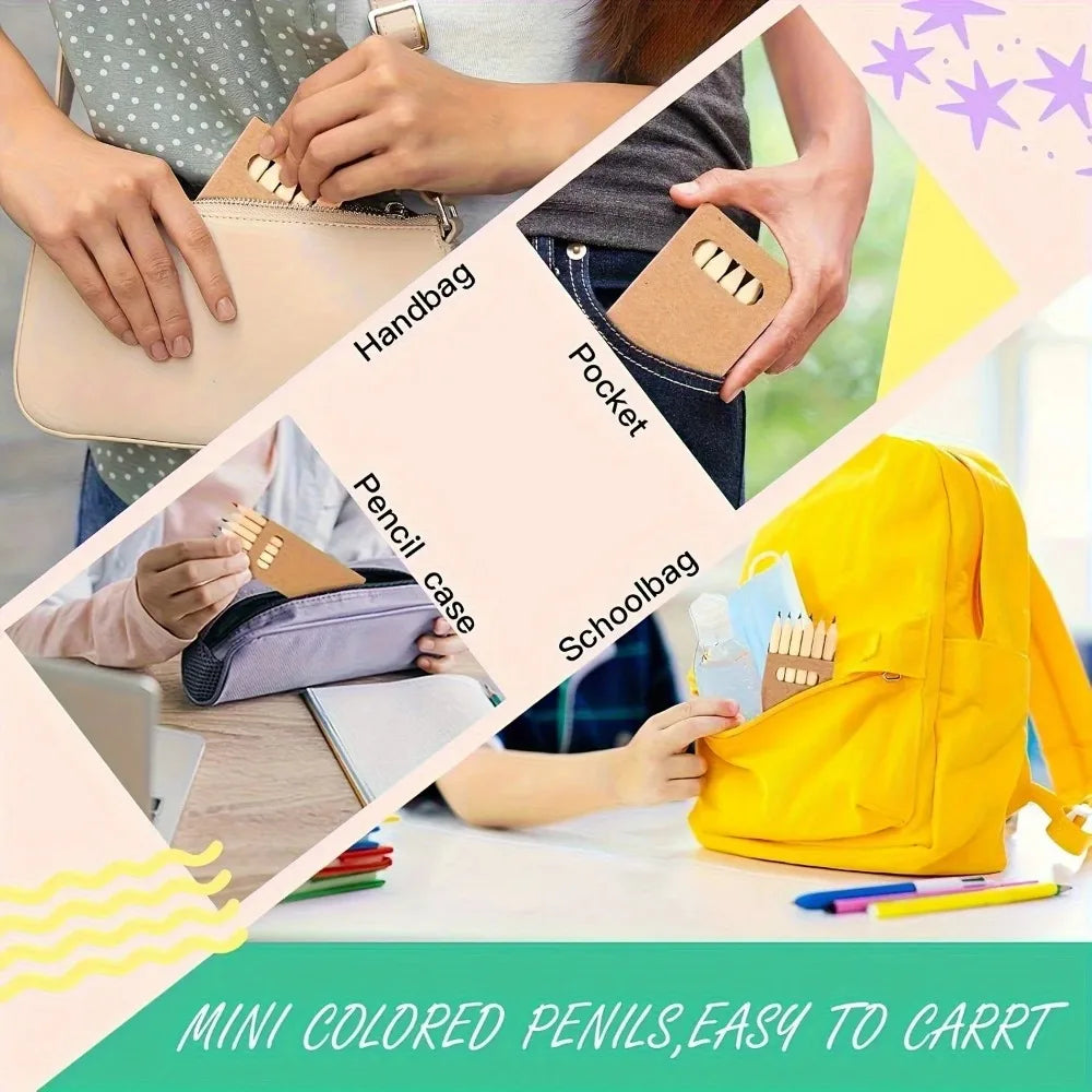 Set di 6 matite colorate mini Kawaii in legno – regalo ideale per scuola