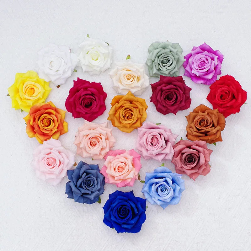 5/10/15/20 pcs 7cm Artificial Rose Flowers Head For Wedding Home Decoration Fake Flowers Rose Head DIY Wreath Supplies