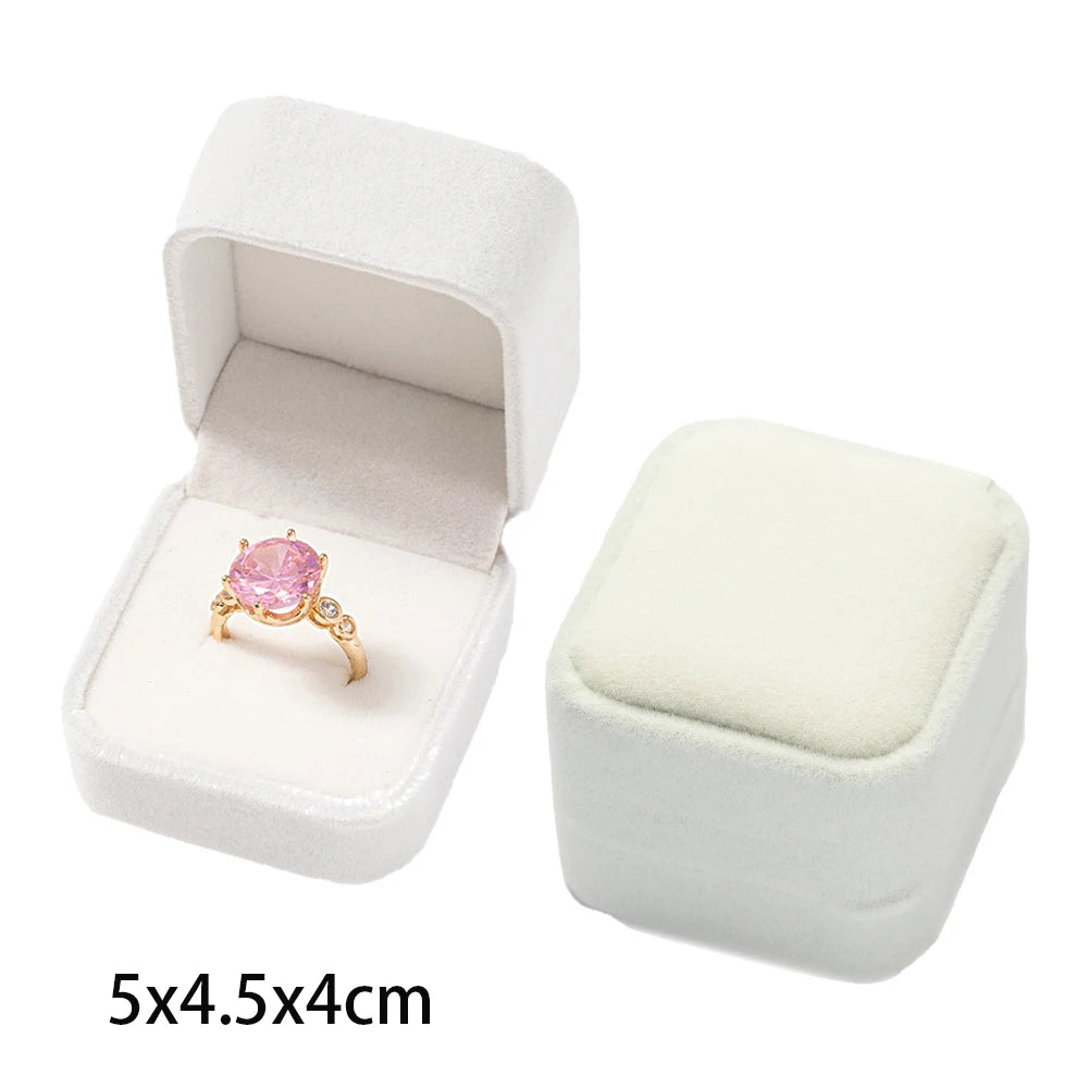 Coffret à bijoux carré en velours pour bague de fiançailles, boîte de rangement pour boucles d'oreilles, cadeau de Saint-Valentin, présentoir à bagues, vente en gros