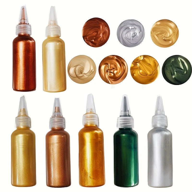60ml Metallic Acrylic Paint Resin Pigments Golden Silvery Copper For Epoxy Resin Jewelry Making Handmade DIY Colorant Pigment