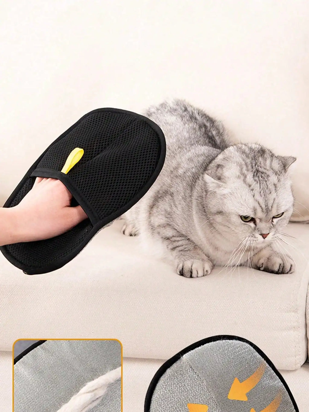 Pet Static Hair Removal Gloves Effective for Removing Fur and Dander, Ideal for Cats and Dogs, Pet Grooming Essentials
