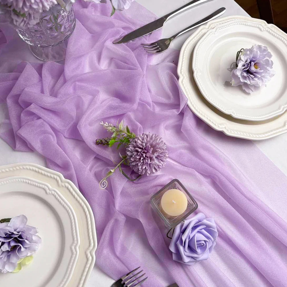Chiffon Table Runner Boho Sheer Fabric for Wedding Decoration Arch Overlay Draping Decoration Birthday Party Table Decor