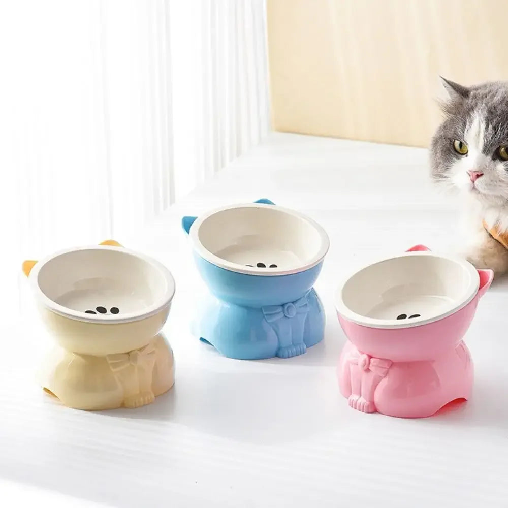 Ciotola in ceramica per gatti e cani, design inclinato antiscivolo