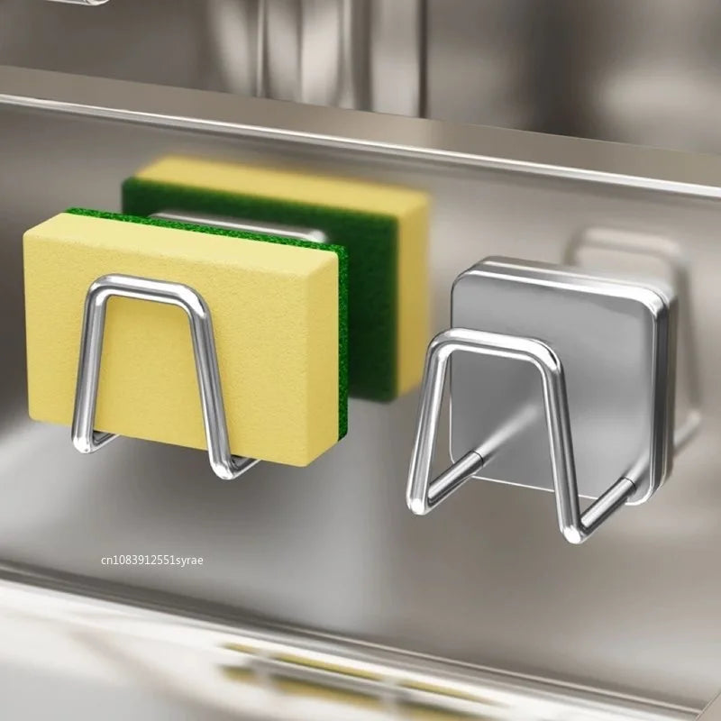 Porta spugne cucina in acciaio inox, supporto auto‑adesivo per lavello – 1/5
