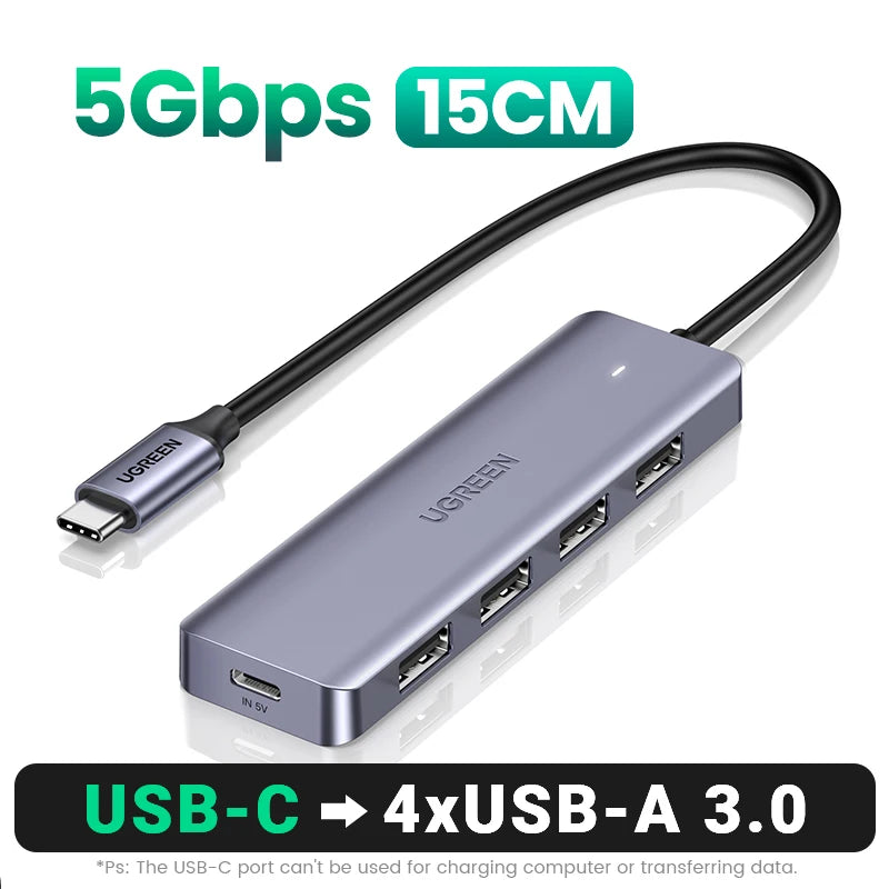 Hub USB‑C 4 porte USB 3.0 – Espansione veloce per MacBook, iPad e Android