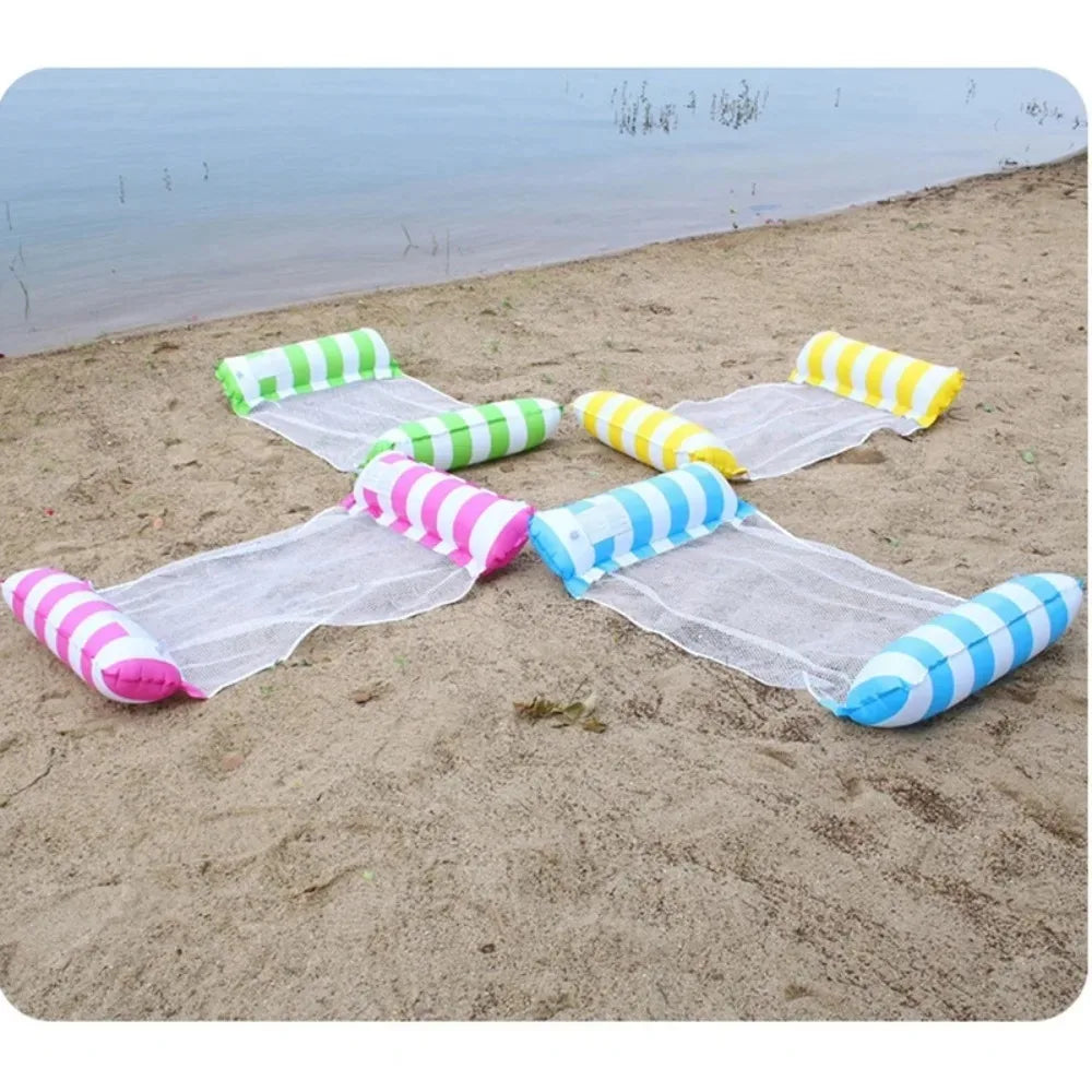 Materasso Gonfiabile Pieghevole per Piscina – Amaca Flottante a Righe PVC