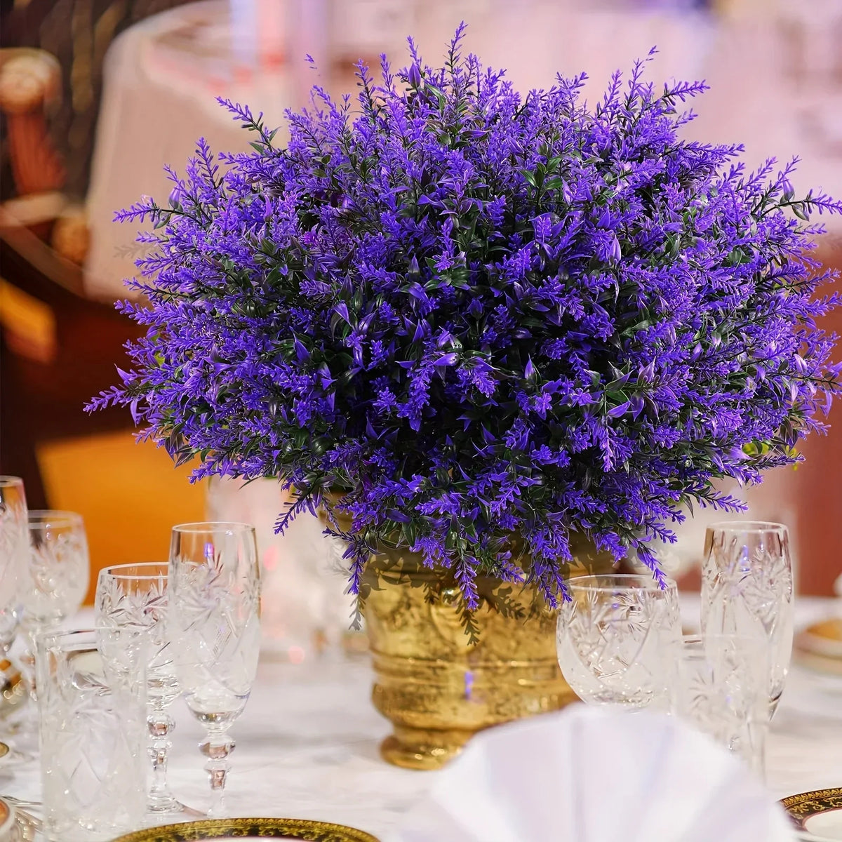 12Pcs Bundles Artificial Lavender Flowers, Outdoor Flowers Uv Resistant Artificial Plants, Fake Shrubs Flowers Greenery Bushes