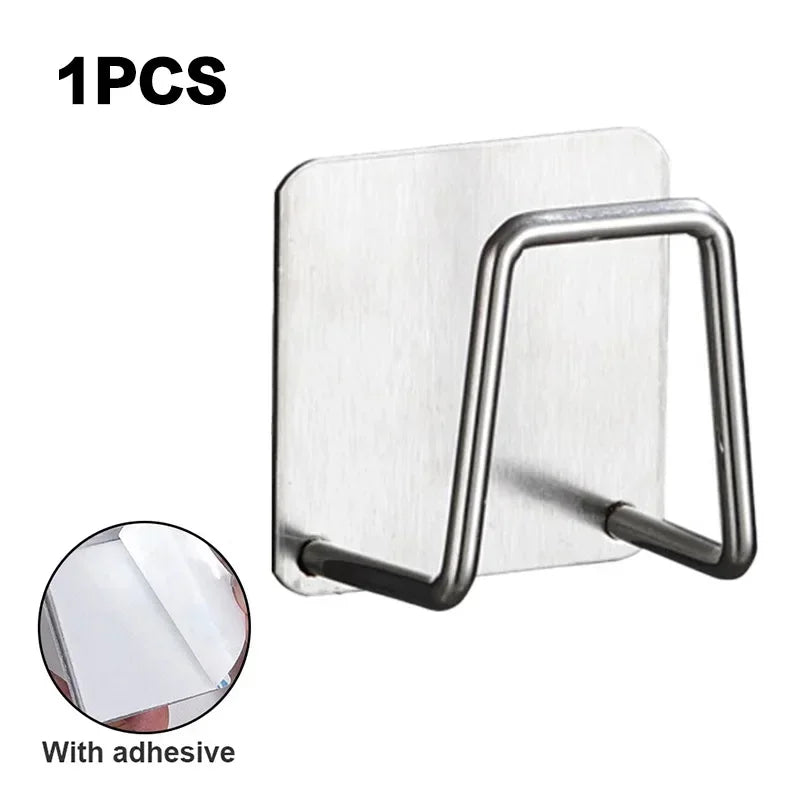 Porta spugne cucina in acciaio inox, supporto auto‑adesivo per lavello – 1/5