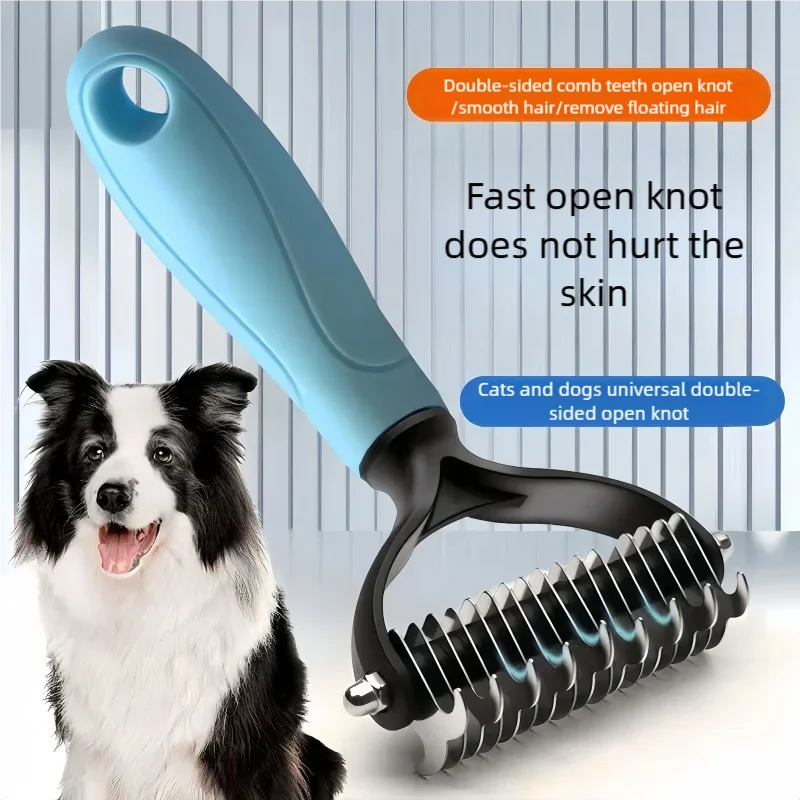 Spazzola a Doppia Faccia per Cani – Rimuove Pelo e Noduli, Acciaio Inox