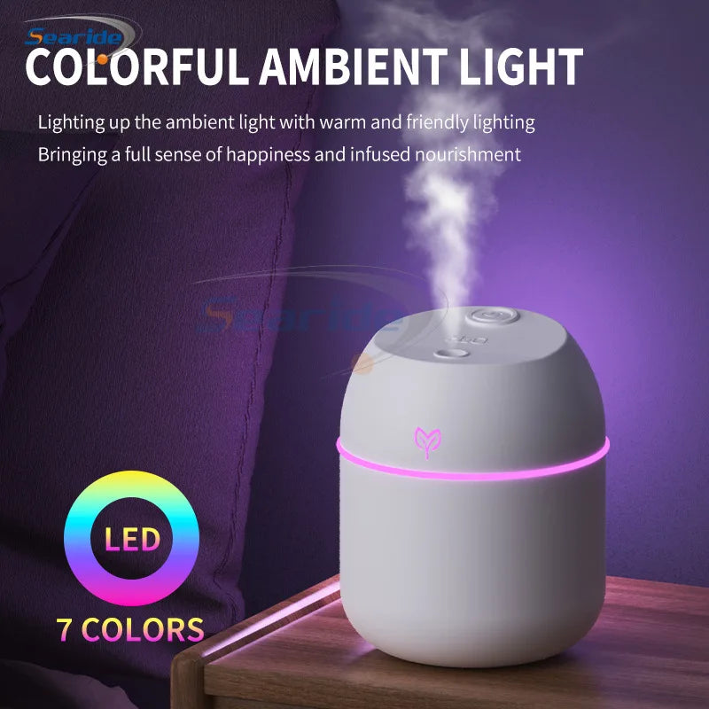 Umidificatore USB 200 ml con diffusore aromi e luce LED per casa e auto
