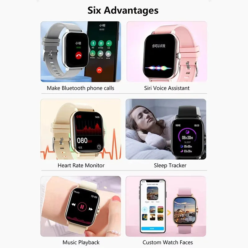 Smartwatch sportivo impermeabile 1.8" con monitoraggio salute e chiamate…
