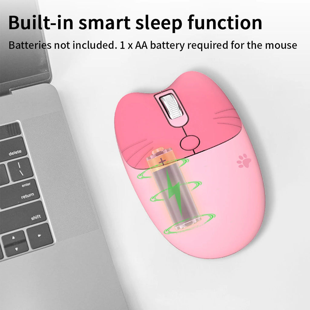 Mouse wireless Cute Cat 2.4 GHz, DPI regolabile, compatibile laptop e desktop