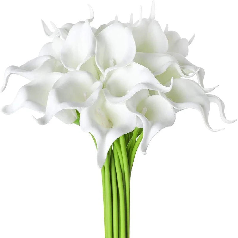 2/5Pcs Real Touch Calla Lily Artificial Flowers Bouquet White Fake Flowers for Home Decor Wedding Decoration Bridal Shower Party