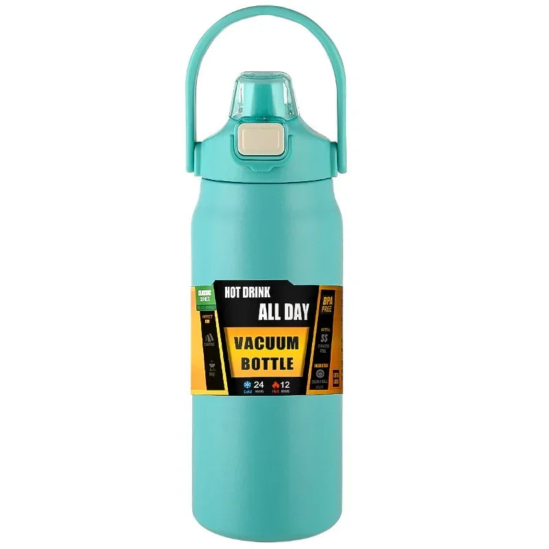 Thermos in acciaio inox 304, borraccia termica con cannucce e apertura a click