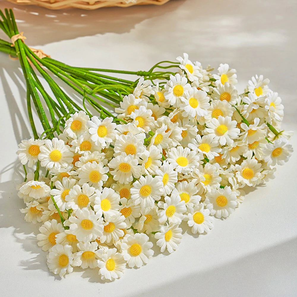 12-48PCS Artificial Daisy Flowers Small Daisy Fake Flower Bouquet for Valentines Wedding Party Table Decoration DIY Home Decor