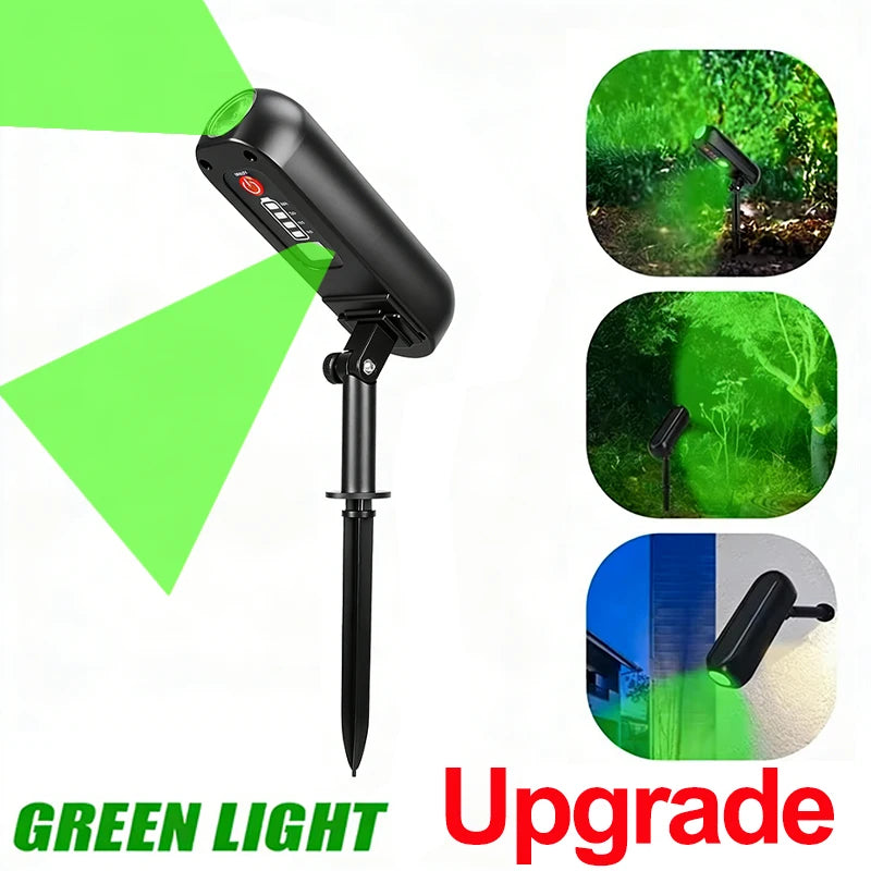 Spotlight solare 2‑in‑1 LED verde/calda IP65 per giardino e parete