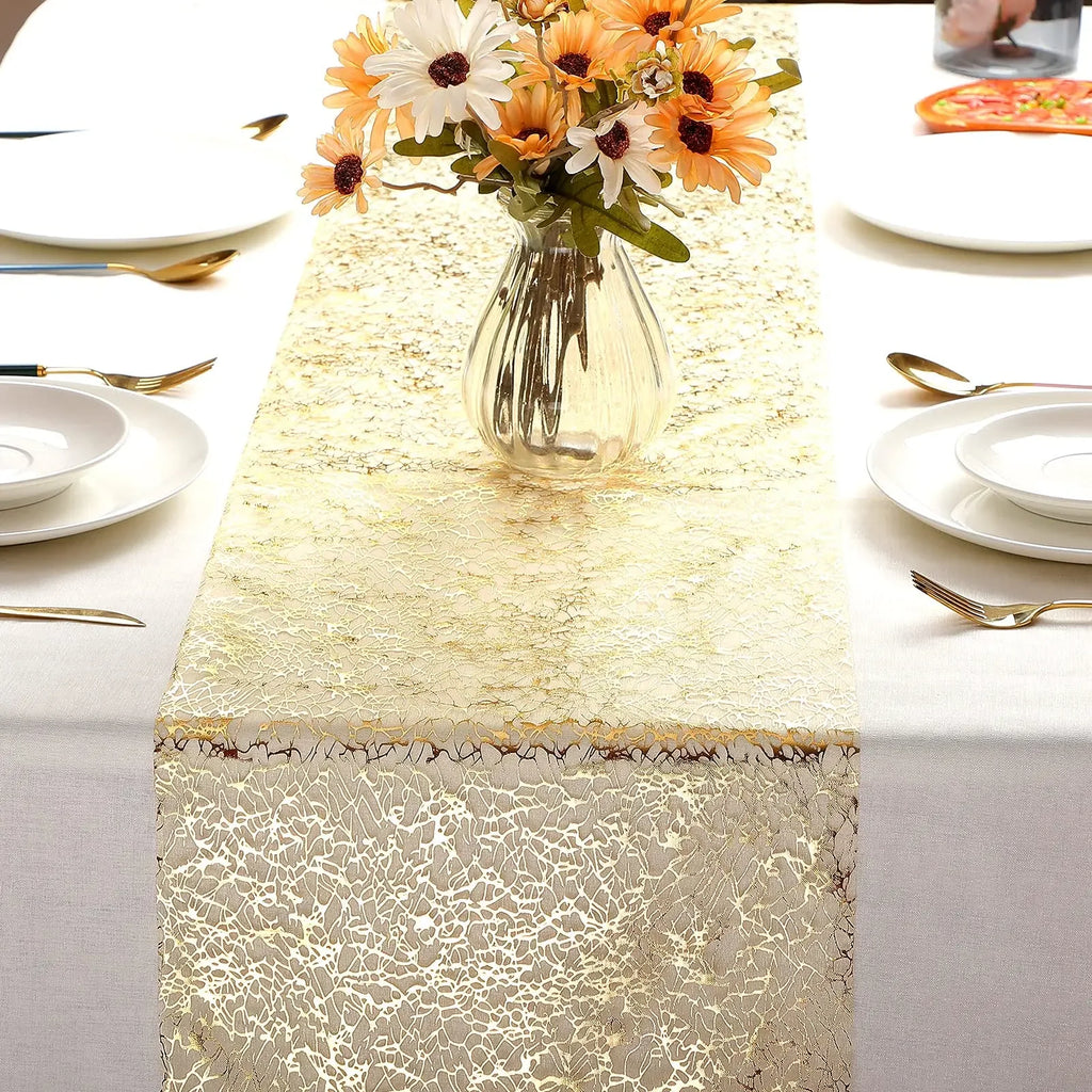 Tovaglietta Runner Dorata Metallizzata in Poliestere, Rotolo 28x500cm per…