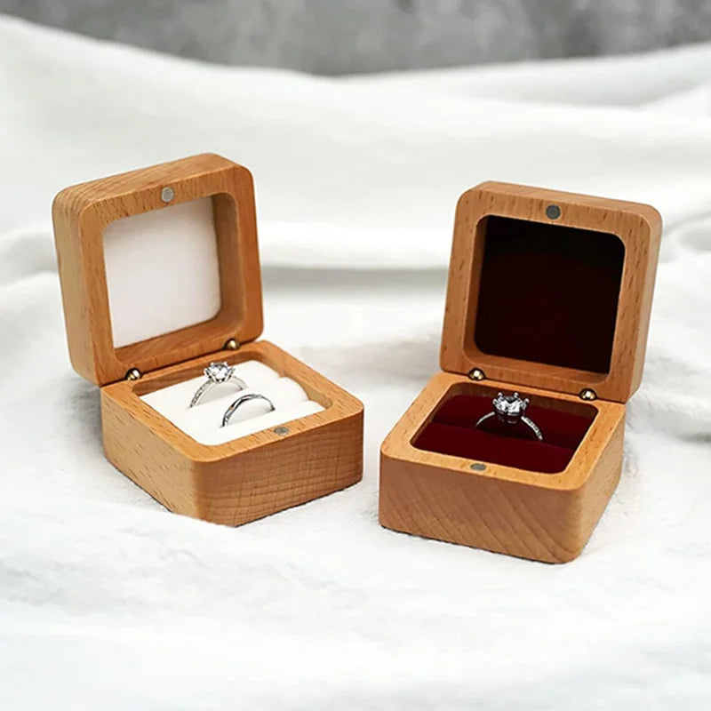 Walnut Wooden Ring Box for Proposal Blank Wood Earring Rings Jewelry Boxs Engagement Ring Box Wedding Ring Box Anniversary Gifts