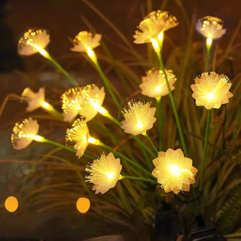 Luci solari a forma di fiore con fibra ottica, 6 teste, impermeabili per…