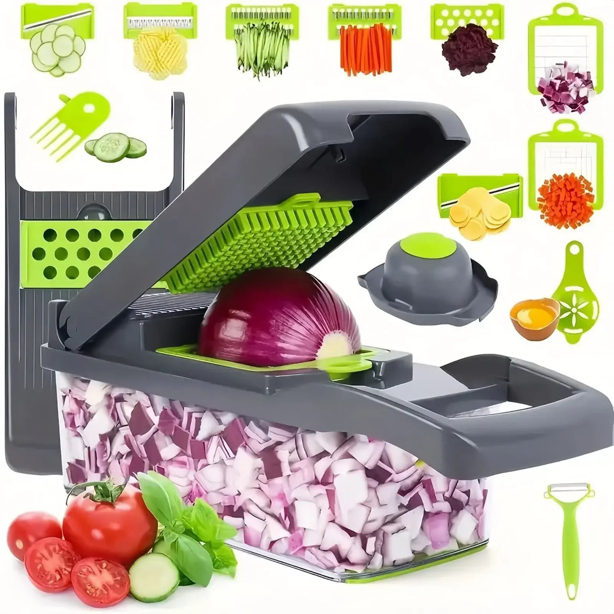 Affettatore e Tritacolture Multifunzionale 14/16 in 1 per Verdure e Frutta