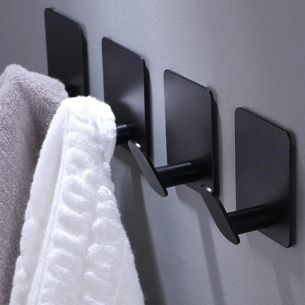 Ganci da bagno in acciaio inox 4 pezzi, supporti adesivi neri
