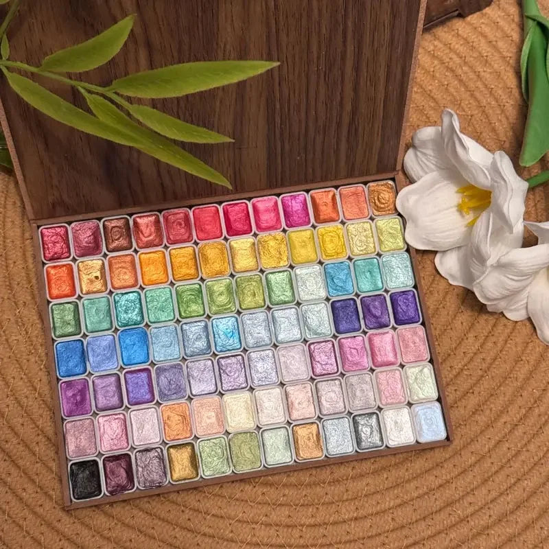 28-120 Colors Pearl Watercolor Pigment: Metallic Solid Paint Portable Art Kit for Painting - Perfect Holiday Gifts for Artists