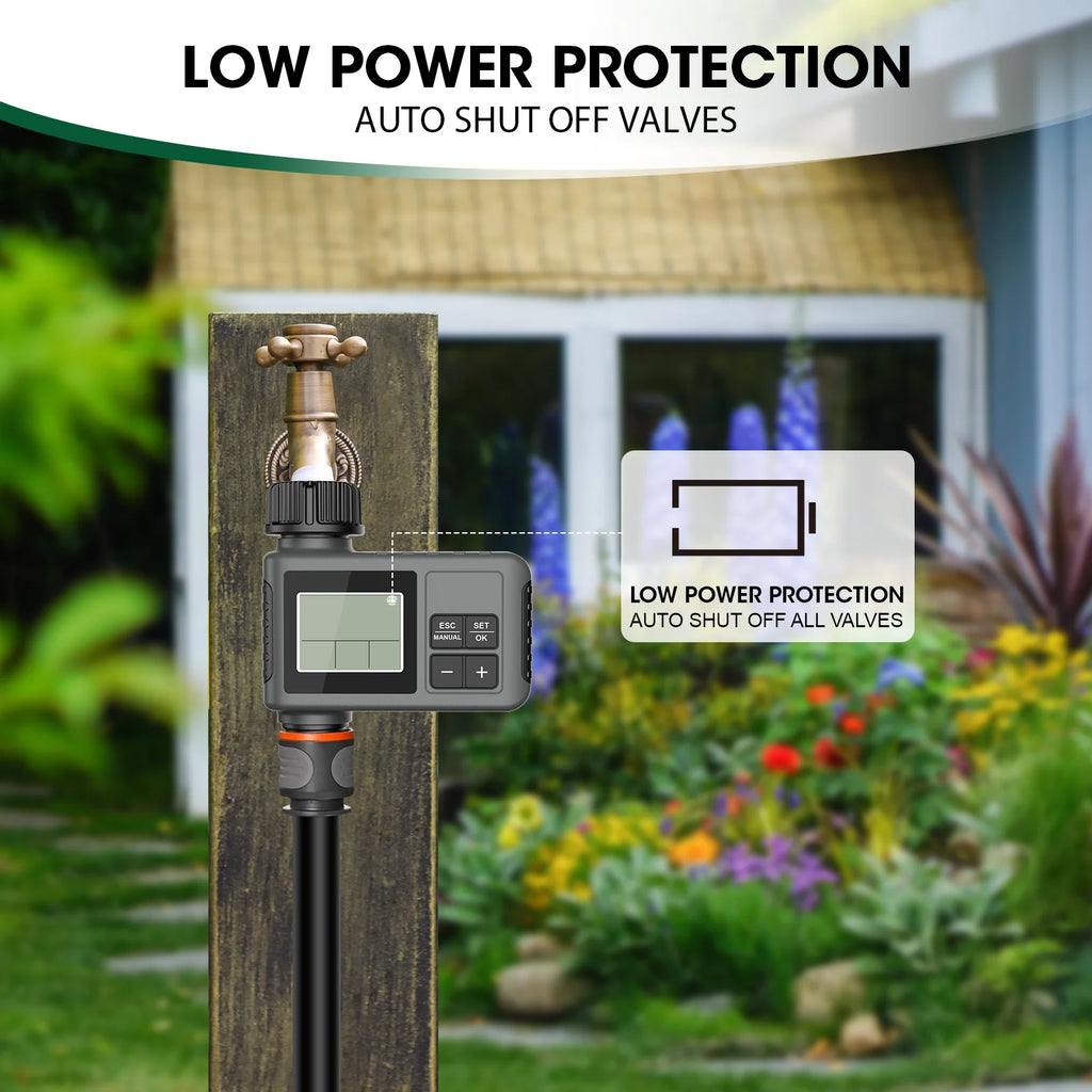 Timer automatico per irrigazione con LCD, impermeabile IPX7, programmazione