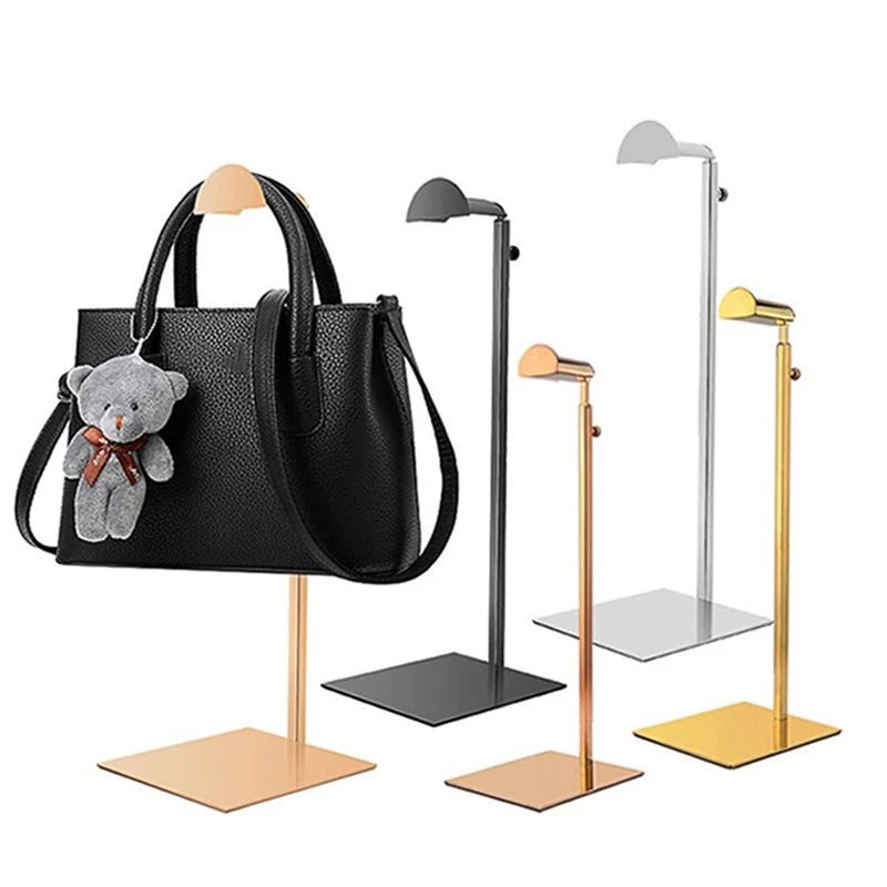 Espositore a sospensione regolabile in oro/argento per borse e pochette