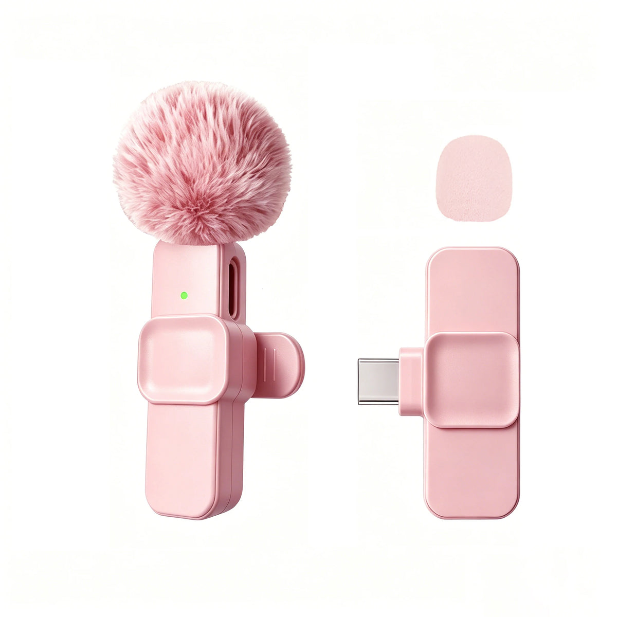 Microfono Lavalier Wireless Type‑C con Riduzione Rumore e Copertura Antivento