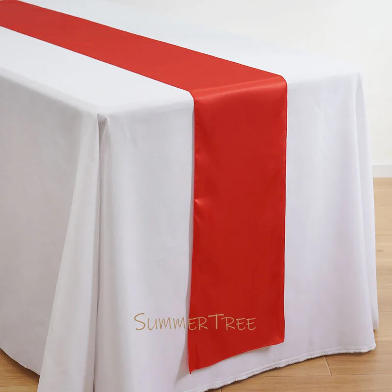 Satin Table Runner 275cm for Wedding Party Supply Christmas Hallowmas Home Modern Dining Luxury Coffee Table Decoration