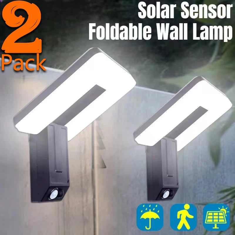 Lampada da parete solare LED pieghevole 120°, impermeabile con sensore di…