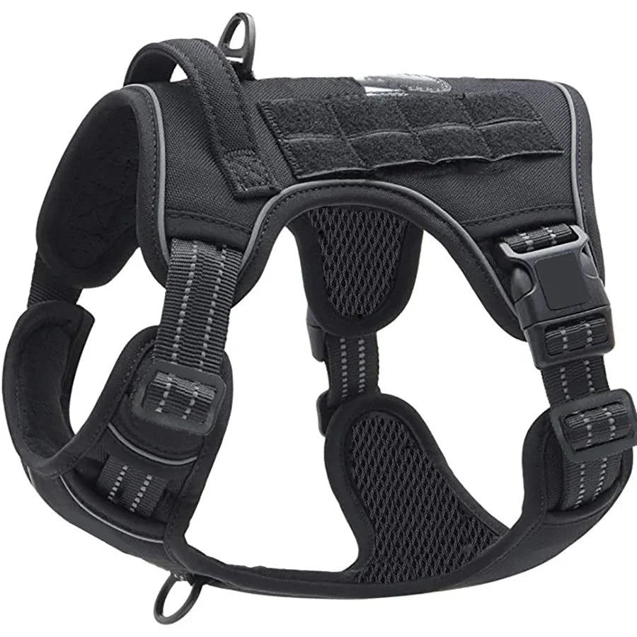 Imbracatura tattica anti tiraggio per cani – grande, riflettente e con manico