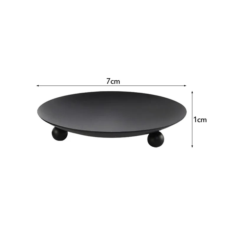 Iron Black Gold Plated Candle Holders Tray Wedding Party Festival Banquet Decorative Candle Candelabra Pillar Cup Wax Chassis