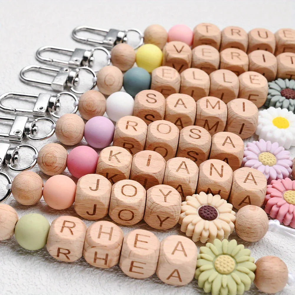 1pc Custom Personalized Daisy Wooden Keychain, Name Tag Keychain, Bag Charm, Christmas/Valentine's Day Gift