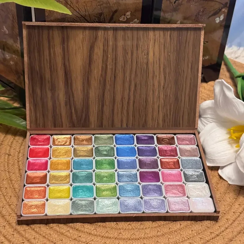 28-120 Colors Pearl Watercolor Pigment: Metallic Solid Paint Portable Art Kit for Painting - Perfect Holiday Gifts for Artists