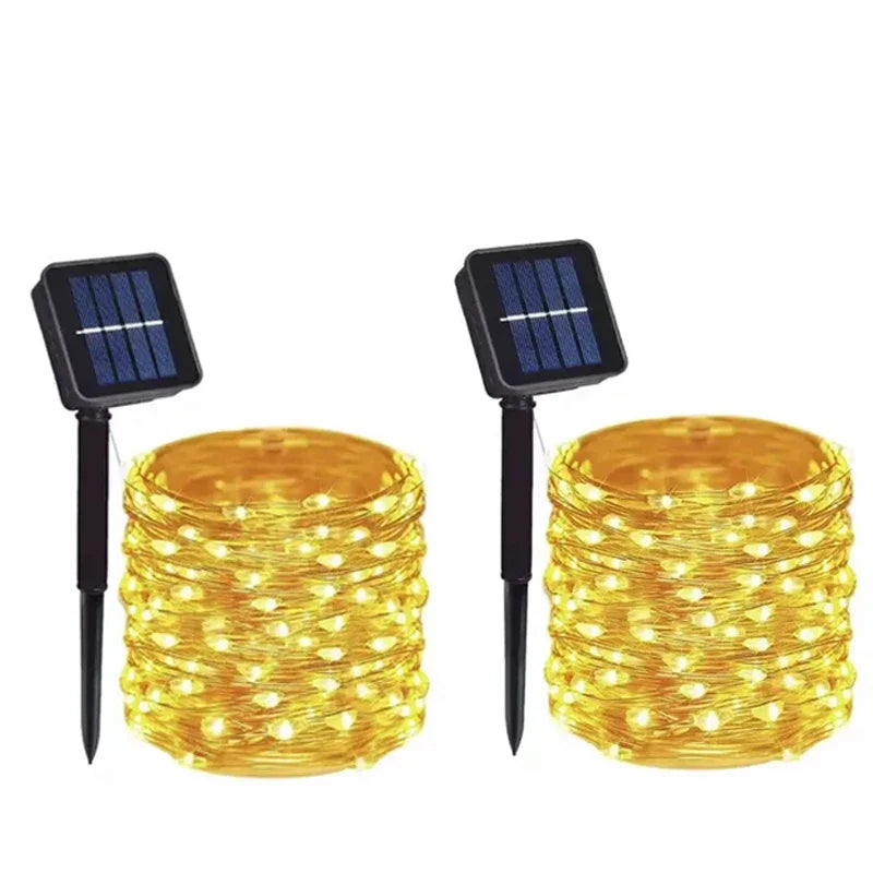 1, 2, 3, 4, 5 Packs Solar LED Fairy Lights – Outdoor Christmas Lights with 8 Modes, Copper Wire, Waterproof, for Garden, Tree, Patio Décor